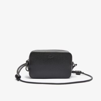 Lacoste Chantaco Matte Piqué Leather Shoulder Bag - Taška Dámské Černé | CZ-nusQO0